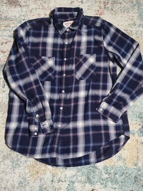 Mossimo Supply Co.  Navy Plaid Button-Up Shirt